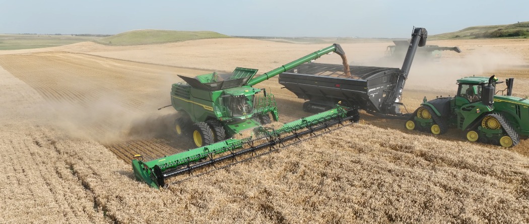 farm equipment harvesting crops