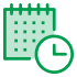 Calendar clock icon.